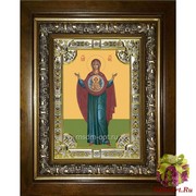 Икона освященная &quot;Знамение икона Божией Матери&quot;, 18x24 см, со стразами, в деревянном киоте 24x30 см, 24x30 см