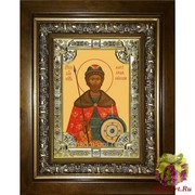 Икона освященная &quot;Александр Невский, благоверный князь&quot;, 18x24 см, со стразами, в деревянном киоте 24x30 см, 24x30 см