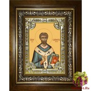 Икона освященная &quot;Климент,папа Римский ,священномученик&quot;, 18x24 см, со стразами, в деревянном киоте 24x30 см, 24x30 см