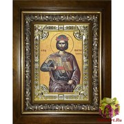 Икона освященная &quot;Анастасий Персиянин преподобномученик&quot;, 18x24 см, со стразами, в деревянном киоте 24x30 см, 24x30 см