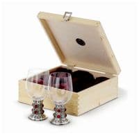 Бокалы для вина из олова в деревянной коробке Artina