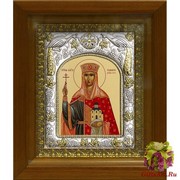 Икона освященная &quot;Тамара&quot;, дерево, серебро 925, 14x18 см, в деревянном киоте 20x24 см, 20x24 см