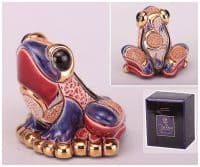 Лягушёнок садовый с золотом De Rosa Rinconada  Эксклюзивная керамическая фигурка Garden Frog Baby Высота 6 см
