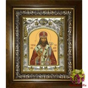 Икона освященная &quot;Тихон Задонский святитель&quot;, 14x18 см, в деревянном киоте 20x24 см, 20x24 см