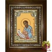 Икона освященная &quot;Иоанн Златоуст ,архиепископ Константинопольский святитель (Иван)&quot;, 18x24 см, со стразами, в деревянном киоте 24x30 см, 24x30 см