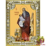 Икона освященная &quot;Стилиан преподобный&quot;, дерево, серебро 925, 18x24 см, со стразами