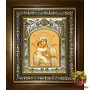 Икона освященная &quot;Жировицкая икона Божией Матери&quot;, 14x18 см, в деревянном киоте 20x24 см, 20x24 см