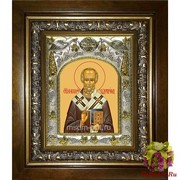 Икона освященная &quot;Николай чудотворец, архиепископ Мир Ликийских,святитель&quot;, 14x18 см, в деревянном киоте 20x24 см, 20x24 см