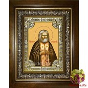 Икона освященная &quot;Серафим Саровский преподобный чудотворец&quot;, 18x24 см, со стразами, в деревянном киоте 24x30 см, 24x30 см