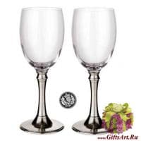 Бокалы для вина из олова и хрусталя. Высота 21 см 300 мл. Cosi Tabellini Италия