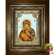Икона освященная &quot;Владимирская икона Божией Матери&quot;, 18x24 см, со стразами, в деревянном киоте 24x30 см, 24x30 см