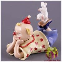 Клоун с собачкой фарфоровая статуэтка. Высота 12 см