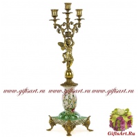 Подсвечник. Фарфор и бронза. Декор Луговые цветы. Ручная работа. 61 см