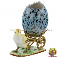 Яйцо пасхальное с цыплёнком синее. Фарфор и бронза.Ручная работа. Высота 30 см