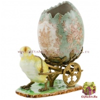 Яйцо пасхальное с цыплёнком Декор Хижина Императора. Фарфор и бронза.Ручная работа. Высота 30 см