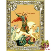 Икона освященная &quot;Чудо Георгия о змие&quot;, 18x24 см со стразами, 18x24 см