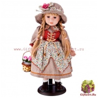 Фарфоровая кукла Анна с цветами Ручная работа Высота 42 см. Германия RF-COLLECTION