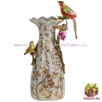 Ваза. Фарфор и бронза. Декор Павлин в саду-2. Ручная работа. Высота 37 см