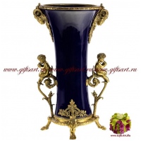 Ваза Сатиры. Декор Магия ночи. Фарфор и бронза. Ручная работа. 57 см