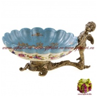 Блюдо с ангелом. Фарфор и бронза. Декор Дворец Шенбрунн. Ручная работа. 26 см