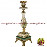 Подсвечник. Фарфор и бронза. Декор Заливные луга. Ручная работа. 22 см