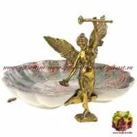 Блюдо Ника. Фарфор и бронза. Декор Хижина Императора. Ручная работа. Длина 26 см