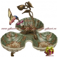 Менажница колибри. Фарфор и бронза. Декор Хижина Императора. Ручная работа. Высот 25 см