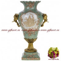 Ваза слоны. Фарфор и бронза. Декор Хижина Императора. Ручная работа. Высот 48 см