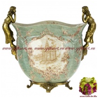 Ваза Отражение. Фарфор и бронза. Декор Хижина Императора. Ручная работа. Длина 39 см