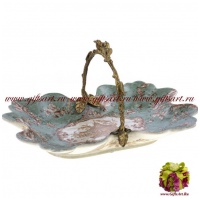 Блюдо Птички. Фарфор и бронза. Декор Хижина Императора. Ручная работа. Длина 25 см