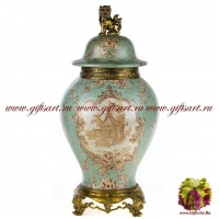 Ваза с крышкой. Фарфор и бронза. Декор Хижина Императора. Ручная работа. 50 см