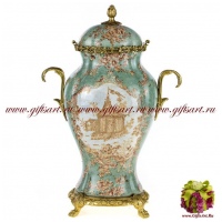Ваза с крышкой. Фарфор и бронза. Декор Хижина Императора. Ручная работа. 44 см