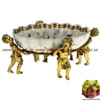 Блюдо большое. Фарфор и бронза. Ручная работа. Декор Цветущий сад. Диаметр 39 см