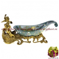 Ваза ангелы и лебедь. Фарфор и бронза. Коллекция Идеальный мир. Ручная работа. 40 см