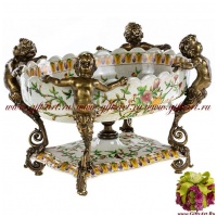 Ваза Сатиры. Фарфор и бронза. Коллекция Лето в раю. Ручная работа. 31 см