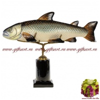 Лосось рыба. Фарфор и бронза. Ручная работа. 61см