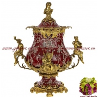 Ваза с крышкой Музы. Фарфор и бронза. Декор Венский вальс. Ручная работа. 51 см