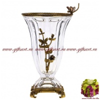 Ваза. Стекло и бронза. Стрекоза. Ручная работа. Высота 43 см