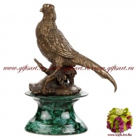 Фазан. Фарфор и бронза. Декор Хозяйка медной горы. Ручная работа. Длина 20 см