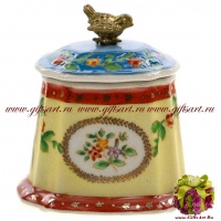 Сахарница вазочка. Фарфор и бронза. Декор Летняя поляна. Ручная работа. 10 см