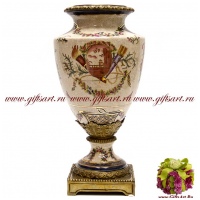 Ваза. Фарфор и бронза. Декор Арагонский замок. Ручная работа. Высота 37 см