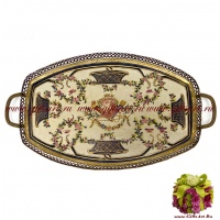 Блюдо. Фарфор и бронза. Декор Арагонский замок. Ручная работа. 49 см