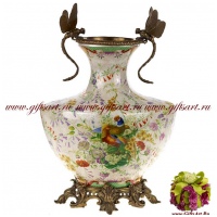 Ваза Стрекозы. Фарфор и бронза. Декор Золотые фазаны. Ручная работа. Высота 40 см