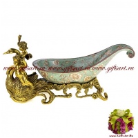 Ваза ангелы и лебедь. Фарфор и бронза. Декор Замок Пелеш. Ручная работа. 40 см