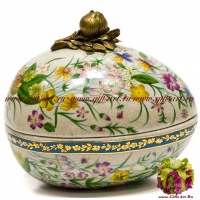 Шкатулка. Фарфор и бронза. Декор Медовая поляна. Ручная работа. 17 см