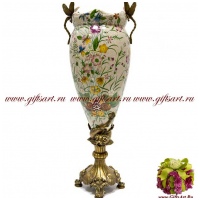 Ваза Чудо-юдо. Фарфор и бронза. Декор Медовая поляна. Ручная работа. Высота 52 см
