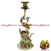 Подсвечник. Фарфор и бронза. Декор Медовая поляна. Ручная работа. 31 см