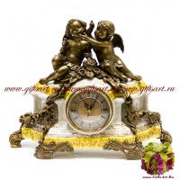 Часы каминные. Фарфор и бронза. Декор Дворец Пена. Ручная работа. Высота 33 см