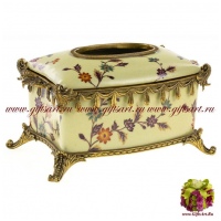 Салфетница. Фарфор и бронза. Декор Замок Пуболь. Длина 26 см. Ручная работа - вид 1 миниатюра