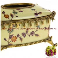 Салфетница. Фарфор и бронза. Декор Замок Пуболь. Длина 26 см. Ручная работа - вид 1 миниатюра